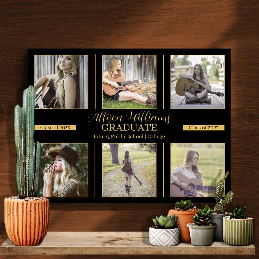 Minimalistisch 6-fotoklasse van 2023 Afstuderen Canvas Afdruk