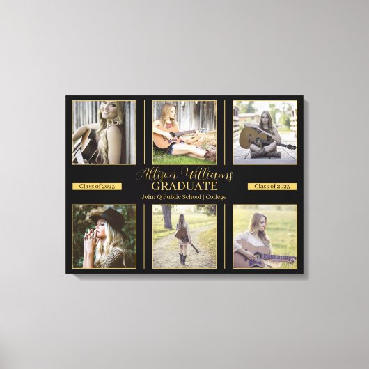 Minimalistisch 6-fotoklasse van 2023 Afstuderen Canvas Afdruk (Voorkant)