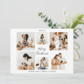 Minimalistisch 6 Photo Collage Grid Merry Kerstmis Feestdagenkaart (Staand voorkant)