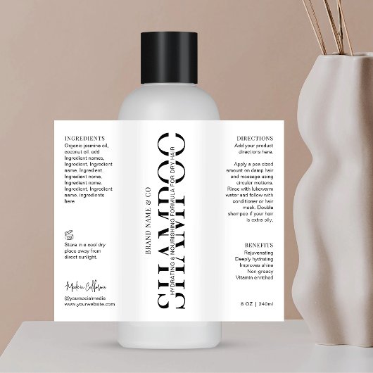 Minimalistisch 8 OZ Huidverzorging Fles Shampoo La Sparkling Wijnetiket