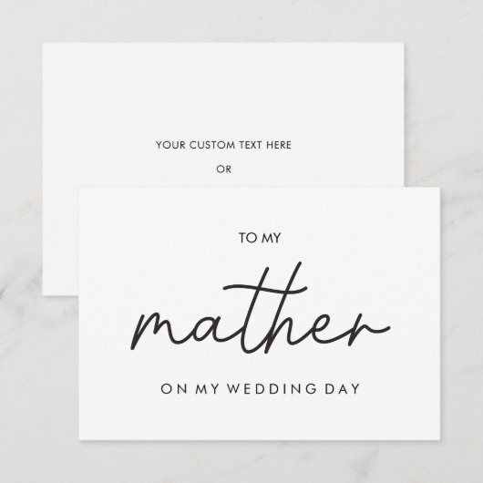Minimalistisch Aan mijn moeder op mijn trouwdagkaa (Voorkant / Achterkant)