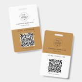 Minimalistisch aangepast badge met logo en QR-code (Voor- en achterkant)