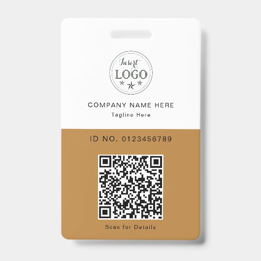 Minimalistisch aangepast badge met logo en QR-code (Voorzijde)