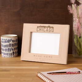 Minimalistisch aangepast Chicago City Skyline Silh Gegraveerde Lijstjes