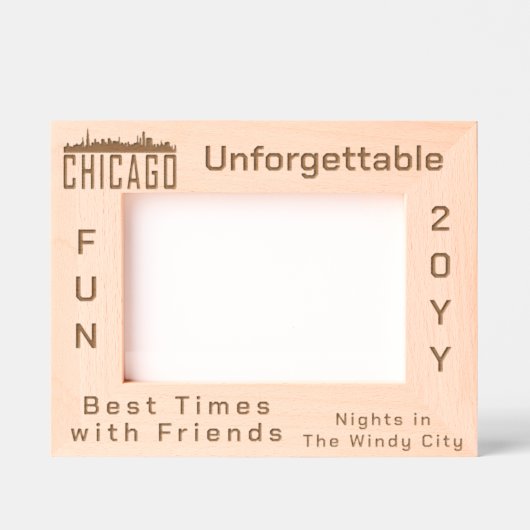 Minimalistisch aangepast Chicago City Skyline Silh Gegraveerde Lijstjes (Voorkant)