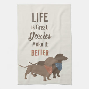 Minimalistisch aangepast Dachshund Silhouettes-cit Theedoek