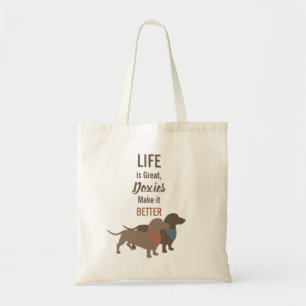Minimalistisch aangepast Dachshund Silhouettes-cit Tote Bag