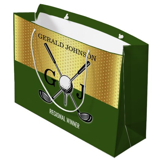 Minimalistisch aangepast elegant golf monogram groot cadeauzakje (Achterkant Gekanteld)