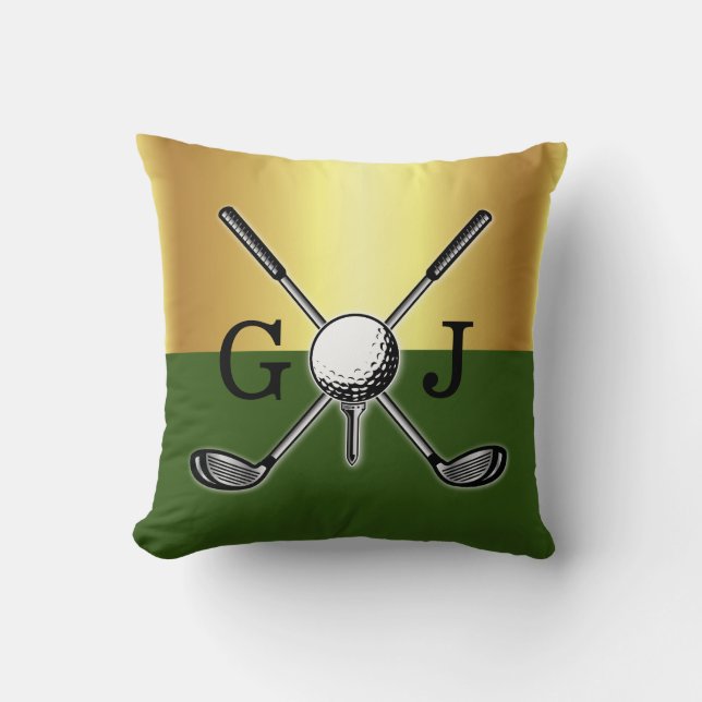 Minimalistisch Aangepast Elegant Golf Monogram Kussen (Voorkant)