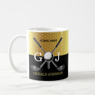 Minimalistisch aangepast elegant golf monogram ont koffiemok
