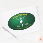 Minimalistisch Aangepast Elegant Golf Monogram Ont Ovale Sticker (Envelop)