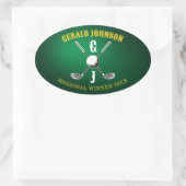 Minimalistisch Aangepast Elegant Golf Monogram Ont Ovale Sticker (Tas)