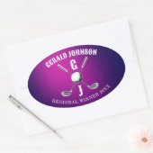 Minimalistisch Aangepast Elegant Golf Monogram Ont Ovale Sticker (Envelop)