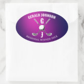 Minimalistisch Aangepast Elegant Golf Monogram Ont Ovale Sticker (Tas)