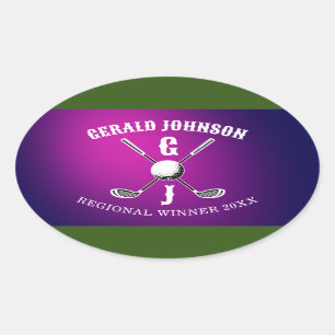 Minimalistisch Aangepast Elegant Golf Monogram Ont Ovale Sticker