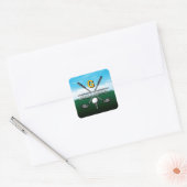 Minimalistisch Aangepast Elegant Golf Monogram Ont Vierkante Sticker (Envelop)