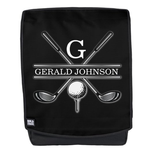 Minimalistisch Aangepast Elegant Golf Monogram Rugtassen (Voorkant)
