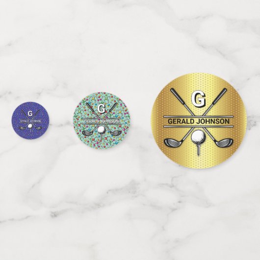 Minimalistisch aangepast elegant Golfmonogram Confetti (Voorkanten)