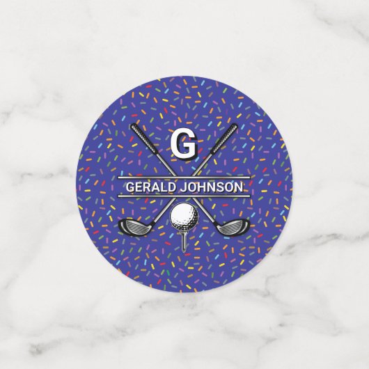 Minimalistisch aangepast elegant Golfmonogram Confetti (Kleine voorkant)