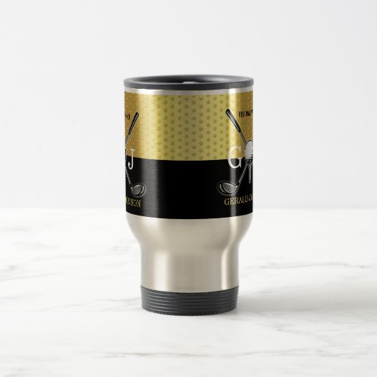 Minimalistisch aangepast elegant Golfmonogram Reisbeker (Center)