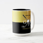 Minimalistisch aangepast elegant Golfmonogram Tweekleurige Koffiemok (Voorkant rechts)