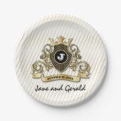 Minimalistisch aangepast elegant monogram-ontwerp papieren bordje (Voorkant)