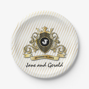 Minimalistisch aangepast elegant monogram-ontwerp papieren bordje