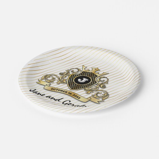 Minimalistisch aangepast elegant monogram-ontwerp papieren bordje (Gekanteld)