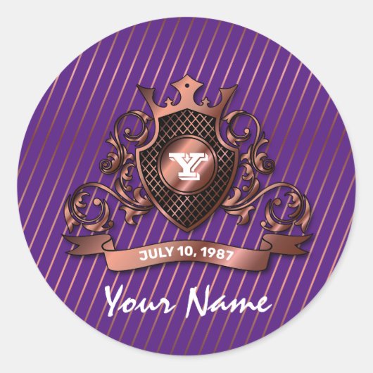 Minimalistisch aangepast elegant monogram-ontwerp ronde sticker (Voorkant)