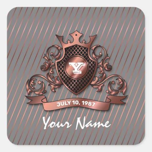 Minimalistisch Aangepast Elegant Monogram Ontwerp Vierkante Sticker (Voorkant)