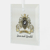 Minimalistisch aangepast elegant monogramontwerp glas ornament (Voorkant links)