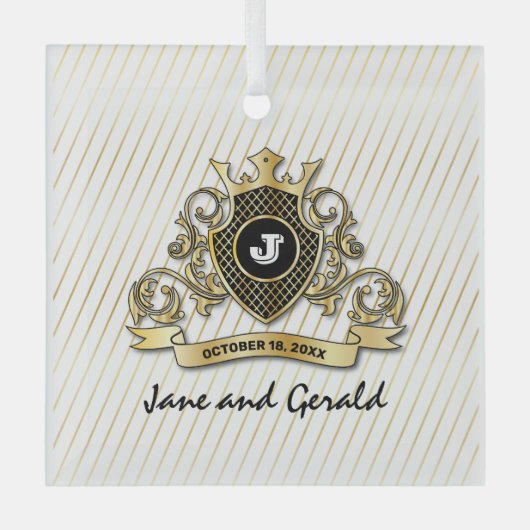 Minimalistisch aangepast elegant monogramontwerp glas ornament (Voorkant)