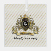 Minimalistisch aangepast elegant monogramontwerp glas ornament (Achterkant)