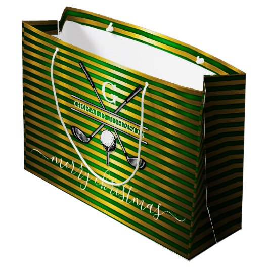 Minimalistisch aangepast elegante golf monogram on groot cadeauzakje (Achterkant Gekanteld)