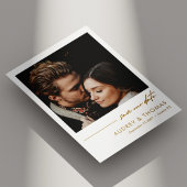 Minimalistisch aangepast gouden schrift save the date