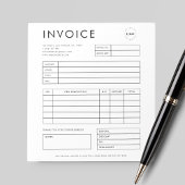 Minimalistisch aangepast kleine bedrijfsfactuurbed notitieblok