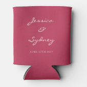 Minimalistisch aangepast Magenta Red Script Wedden Blikjeskoeler (Voorkant)