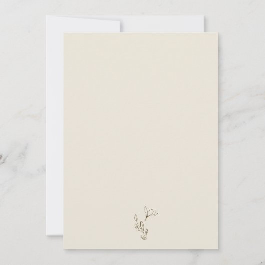 Minimalistisch aangepast monogram bloemenkrans neu kaart (Achterkant)