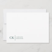 Minimalistisch aangepast Monogram Forest Green Sta Notitiekaartje (Voorkant)