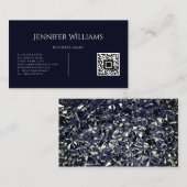 Minimalistisch aangepast QR-codescript modern blau Visitekaartje (Voorkant / Achterkant)