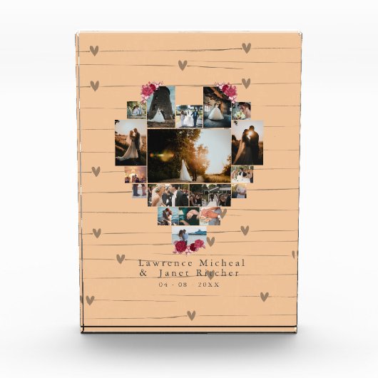 Minimalistisch aangepast roze 18 hart Schitterende Fotoblokken (Voorkant)