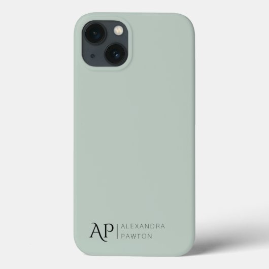 Minimalistisch aangepast Sage Groen Monogram Case-Mate iPhone Case (Achterkant)