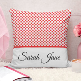 Minimalistisch aangepast script voor Rode Polka-pu Kussen