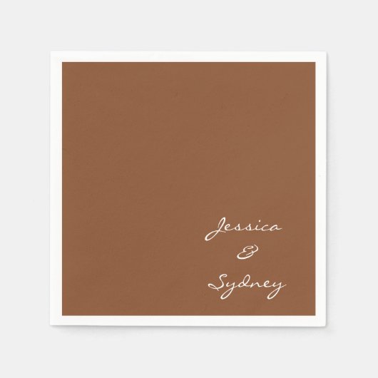 Minimalistisch aangepast Senna Brown Script Wedden Servet (Voorkant)