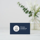 Minimalistisch aangepast zeeblauw Logo Modern Visitekaartje (Staand voorkant)