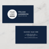 Minimalistisch aangepast zeeblauw Logo Modern Visitekaartje (Voorkant / Achterkant)