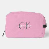 Minimalistisch aangepast zwart-roze monogram toilettasje (Achterkant)