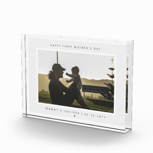 Minimalistisch Aangepaste Eerste Moederdag Modern Fotoblokken (Rechts)