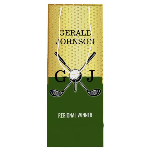 Minimalistisch aangepaste elegante golf monogram g wijn cadeautas (Achterkant)