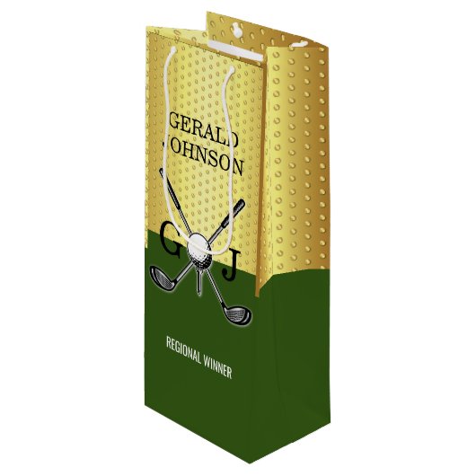 Minimalistisch aangepaste elegante golf monogram g wijn cadeautas (Voorkant Gekanteld)